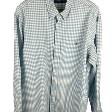 Chemise Ralph Lauren manches longues petits carreaux bleus